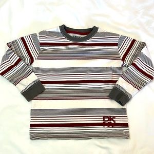 DKNY Kids Maroon‎ Red Grey White Stripped Long Sleeve Boys Size 4T
